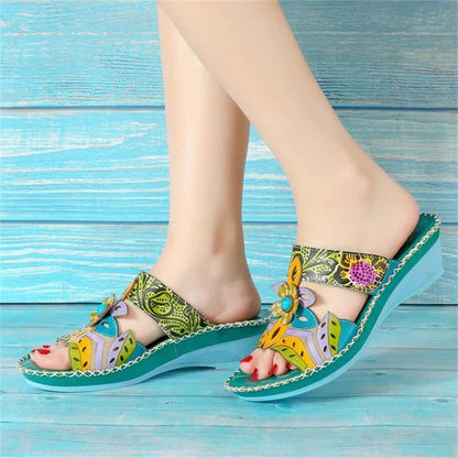 Ivory | Women’s Handcrafted Orthopedic Floral Slip-On Sandals