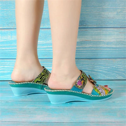 Ivory | Women’s Handcrafted Orthopedic Floral Slip-On Sandals