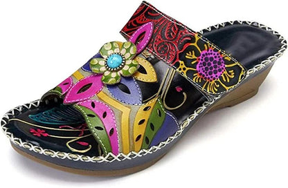 Ivory | Women’s Handcrafted Orthopedic Floral Slip-On Sandals
