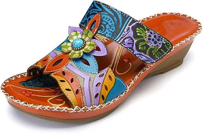 Ivory | Women’s Handcrafted Orthopedic Floral Slip-On Sandals
