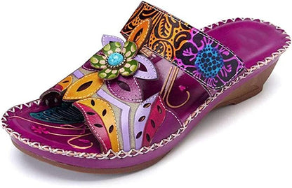 Ivory | Women’s Handcrafted Orthopedic Floral Slip-On Sandals