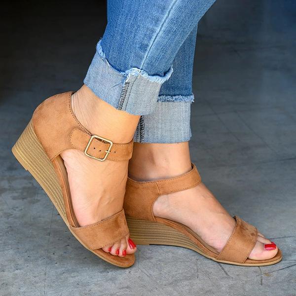 Claire | Buckle Strap Wedge Sandals – Open-Toe Everyday Comfort