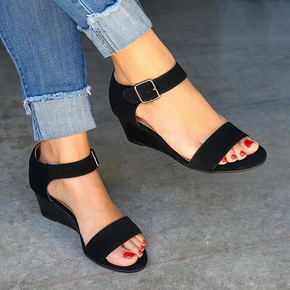 Claire | Buckle Strap Wedge Sandals – Open-Toe Everyday Comfort