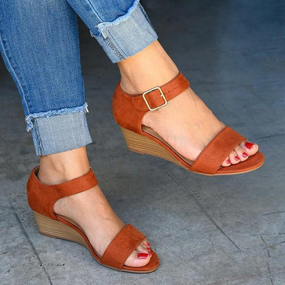 Claire | Buckle Strap Wedge Sandals – Open-Toe Everyday Comfort