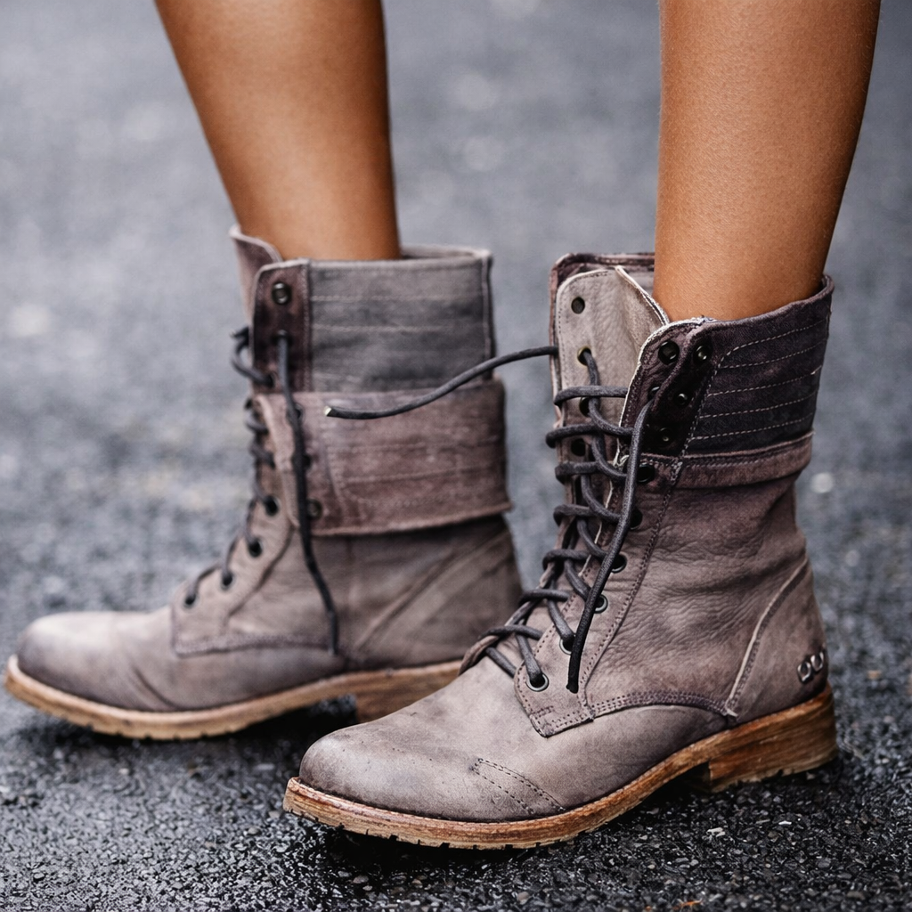 Kamila | Vintage Lace-Up Leather Orthopedic Combat Boots