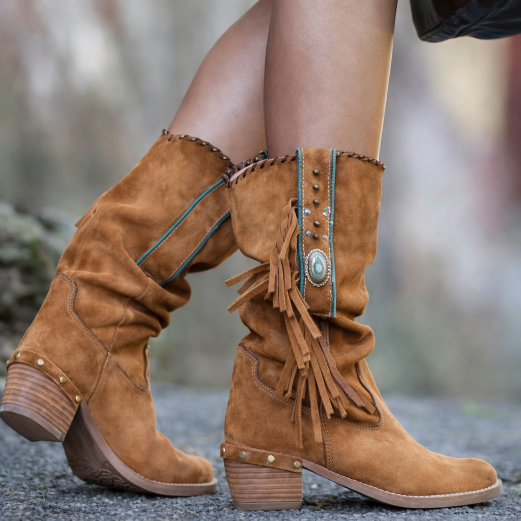 Lanie | Western Fringe Mid-Calf Boots