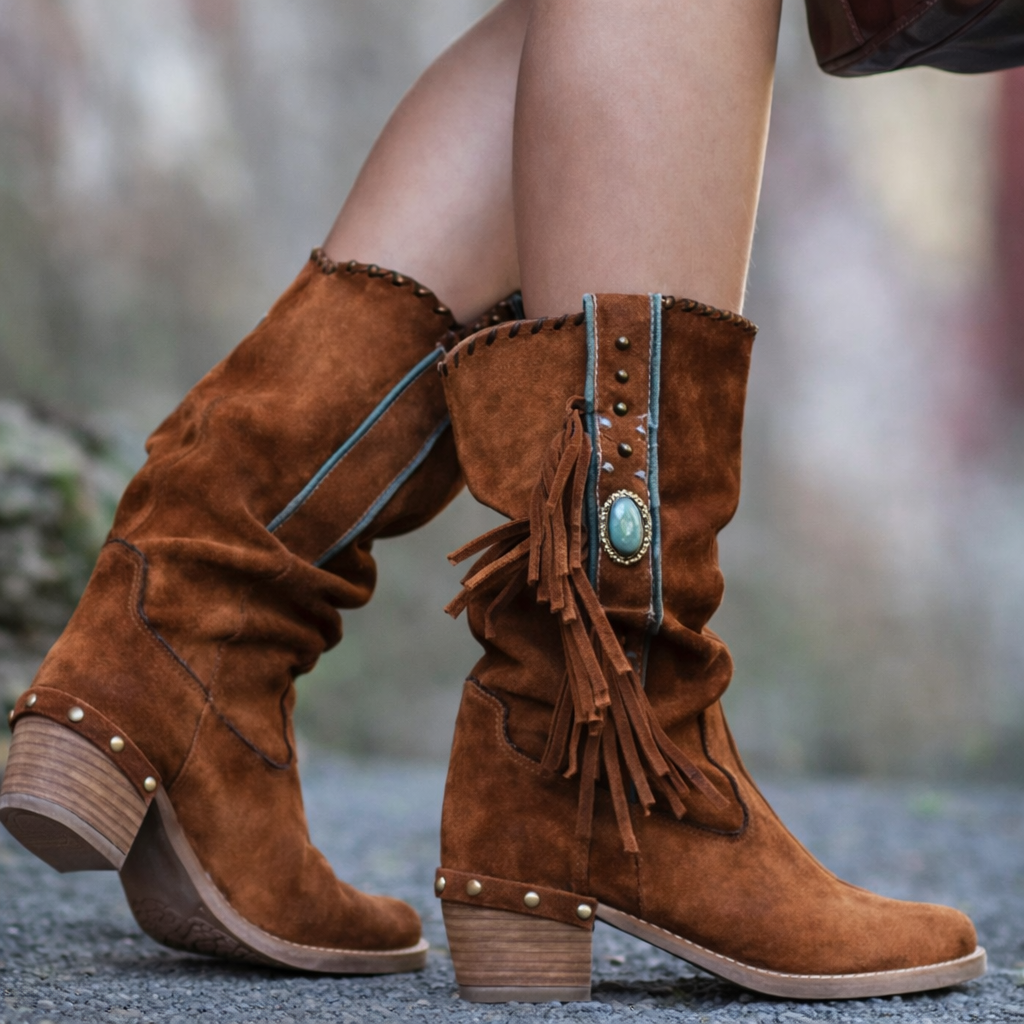 Lanie | Western Fringe Mid-Calf Boots