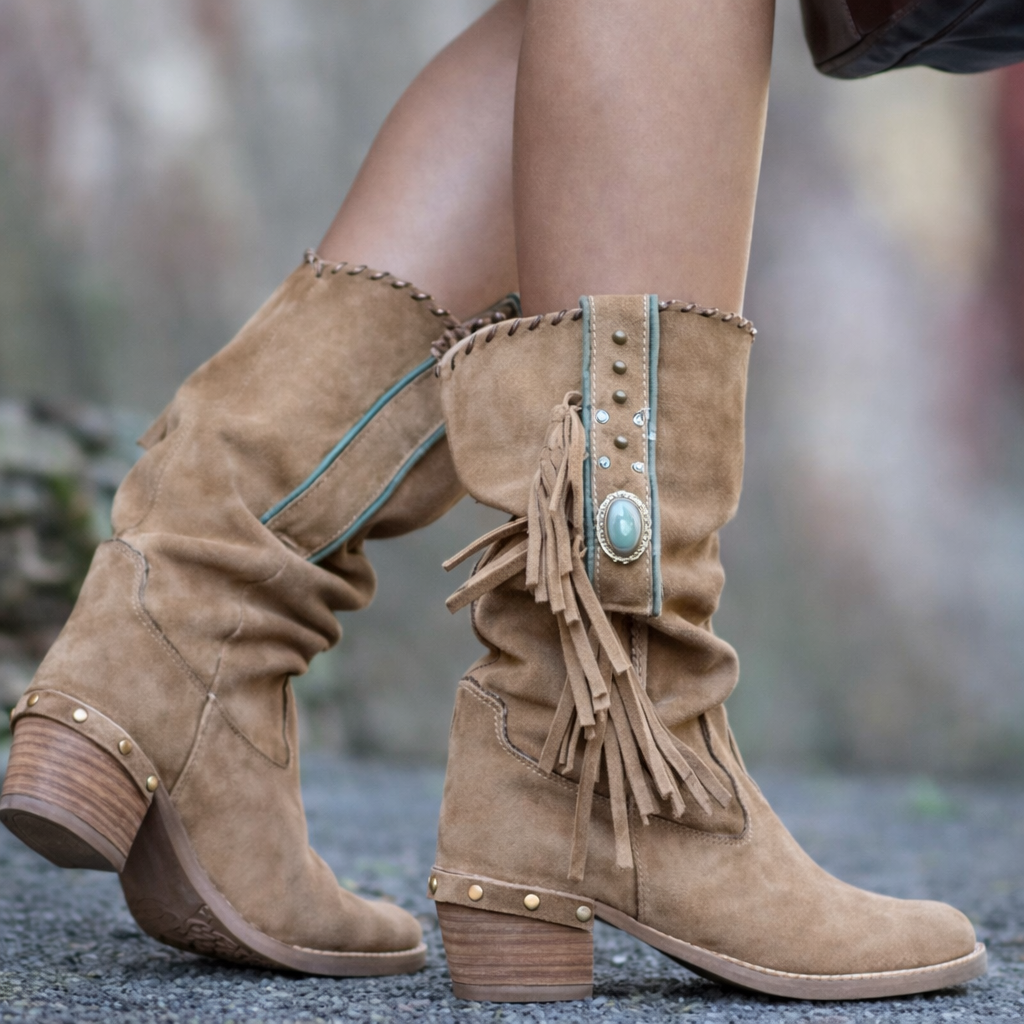 Lanie | Western Fringe Mid-Calf Boots