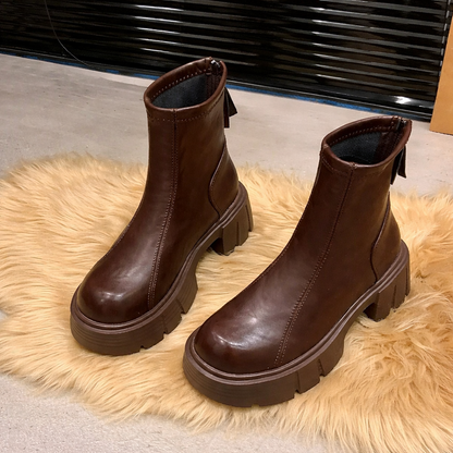 Bianca | Chunky Platform Ankle Boots with Zipper