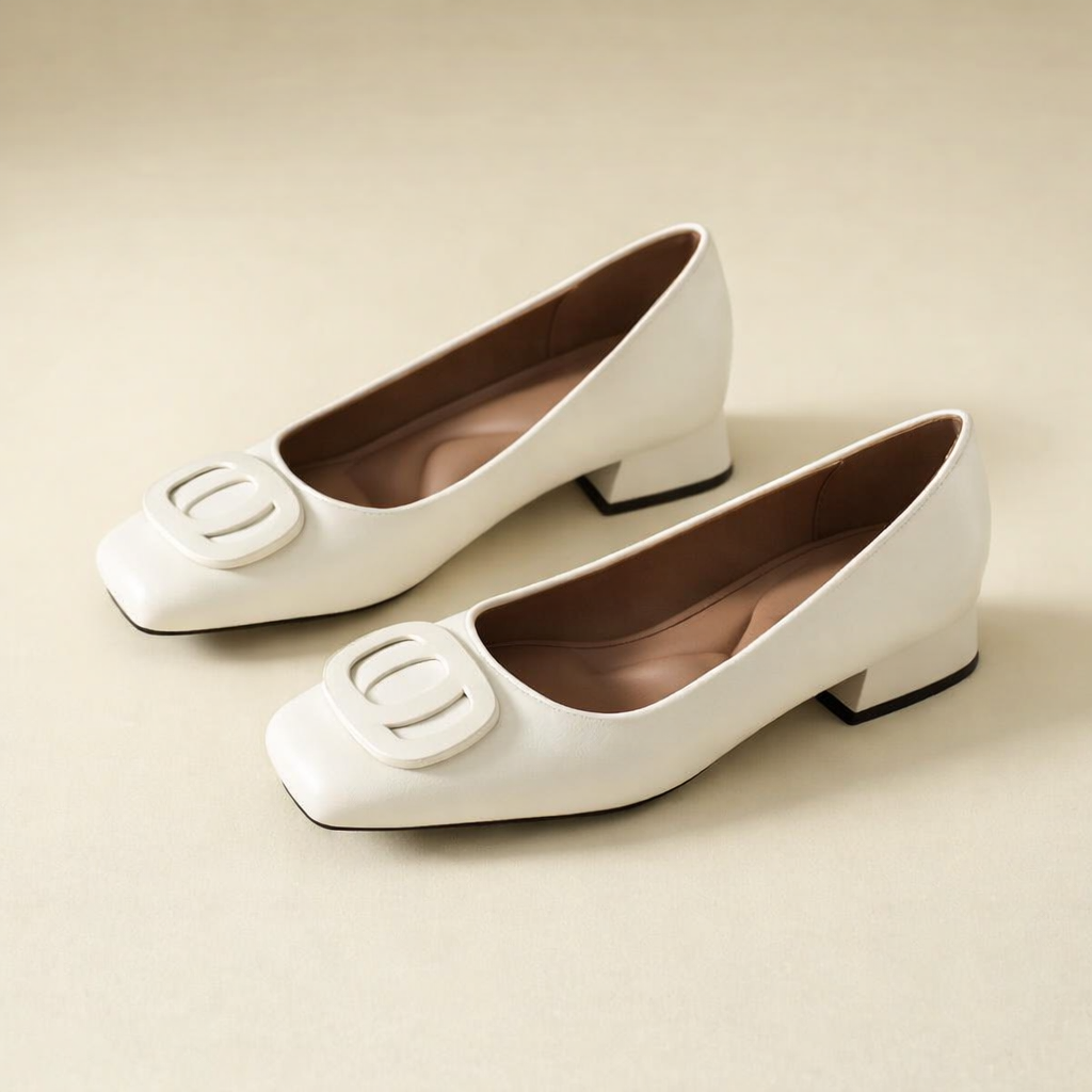 Orthopedic Balance Leather Pumps - Square Toe Low Heel