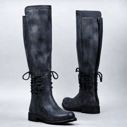 Orthopedic Balance Leather Boots - Round Toe, Front Laces