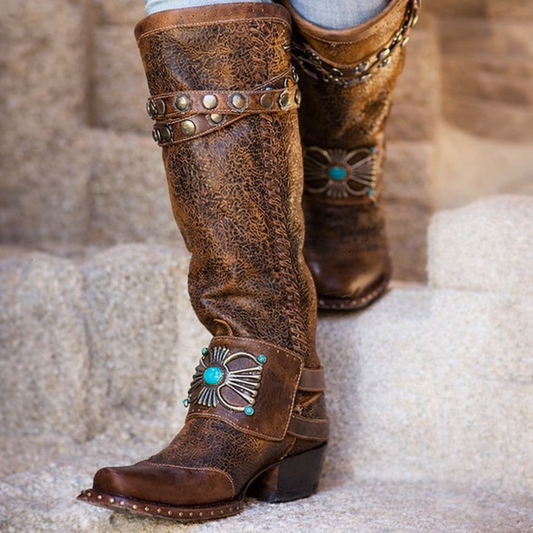 Orthopedic Balance Rivet Boots - Thick Heel, Large Size