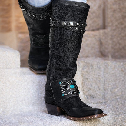 Orthopedic Balance Rivet Boots - Thick Heel, Large Size