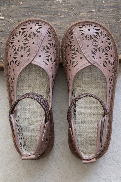 Bianca | Cutout Leather Flats – Breathable Comfort Slip-Ons