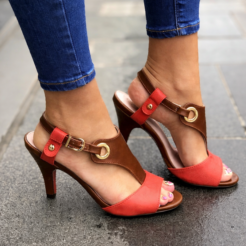 Allison | Elegant Buckle Strap High Heel Sandals with Orthopedic Cushion Support