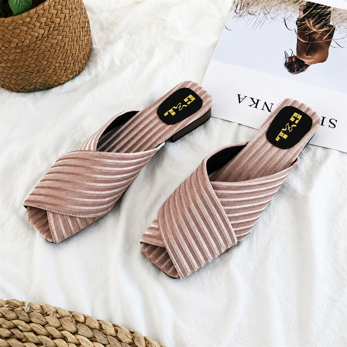 Bambina | Women’s Orthopedic Pleated Cross Strap Comfort Slide Sandals