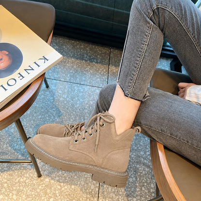 Clara | Orthopedic Thick Warm Front Lace Round Toe Martin Boots