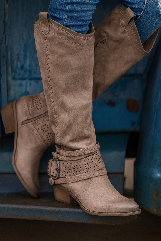 Ava | Western Mid-Calf Boots – Retro Cowboy Style Rhinestone Boots