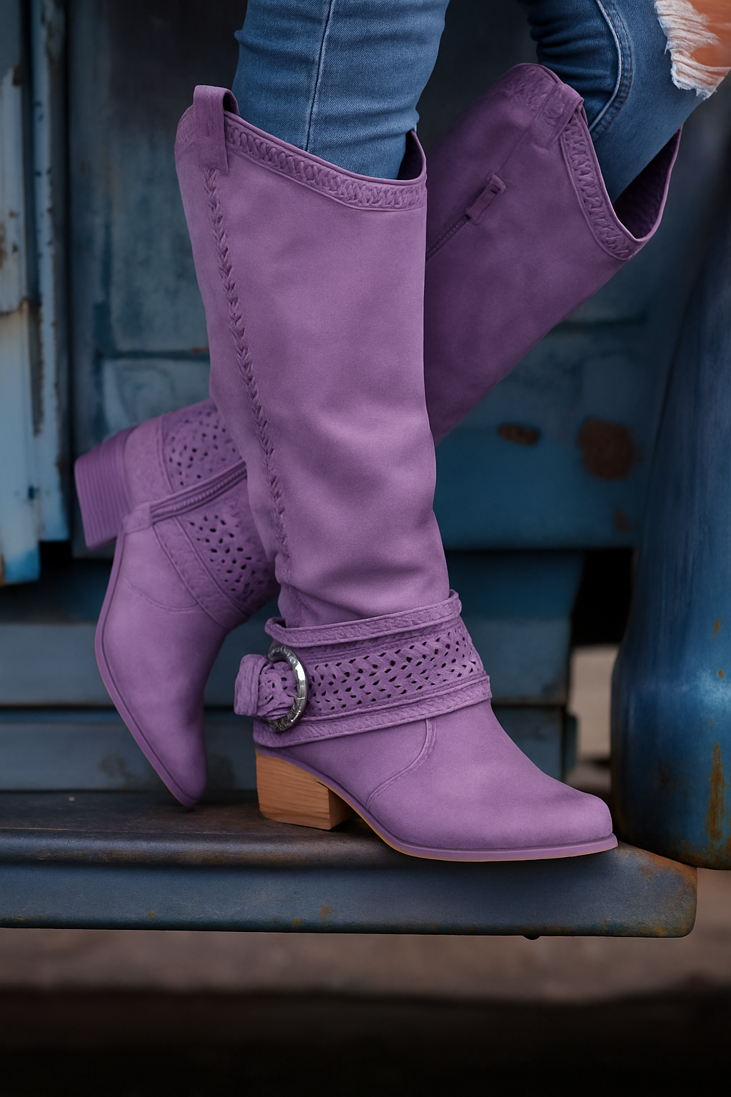 Ava | Western Mid-Calf Boots – Retro Cowboy Style Rhinestone Boots