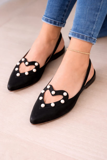 Orthopedic Balance Flat Heel Sandals With Pearls - Unique And Elegant