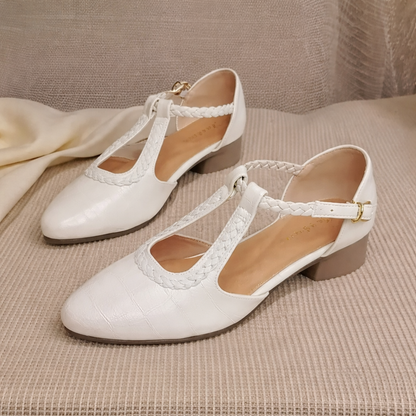 Sandy | Orthopedic Soft Leather Pointed Cross-strap  Shoes