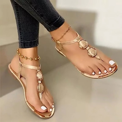 Gajra | Women’s Orthopedic Flat Sandals with Decorative Stones