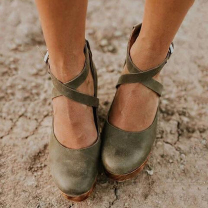 Cora | Orthopedic Block Heel Mary Jane Sandals – Vintage-Inspired