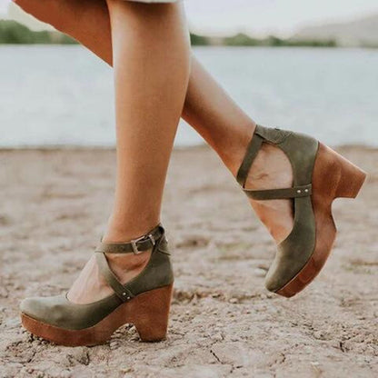 Cora | Orthopedic Block Heel Mary Jane Sandals – Vintage-Inspired