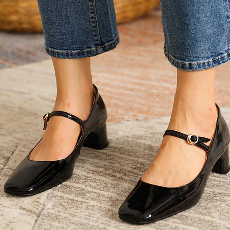 Eira | Women’s Orthopedic Patent Leather Mary Jane Block Heels