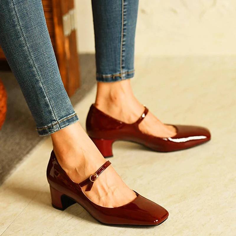Eira | Women’s Orthopedic Patent Leather Mary Jane Block Heels