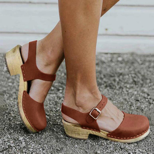 Kate | Vintage Orthopedic Leather Clog Sandals with Adjustable Strap