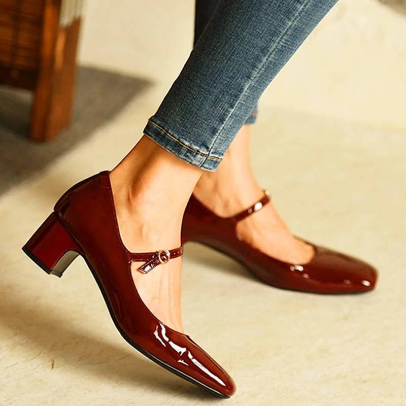 Eira | Women’s Orthopedic Patent Leather Mary Jane Block Heels