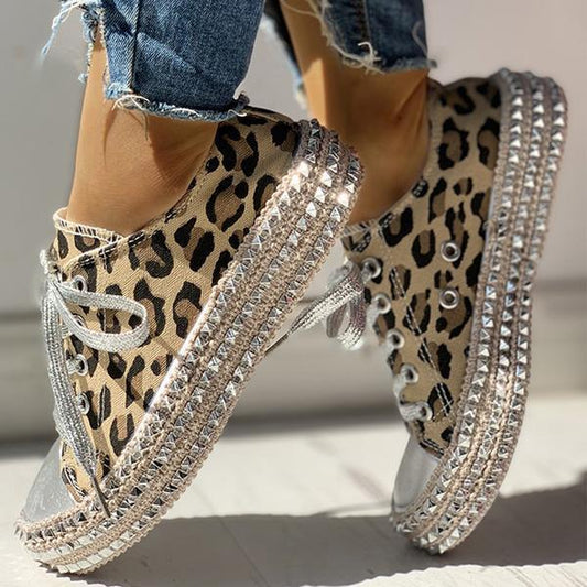 Olive | Women’s Orthopedic Glitter Platform Sneakers with Rhinestone Detailing