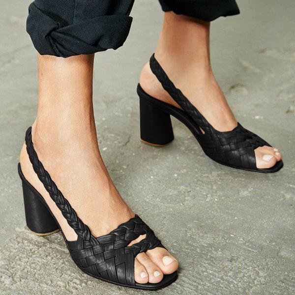 Juliet | Women’s Orthopedic Woven Slingback Block Heel Sandals
