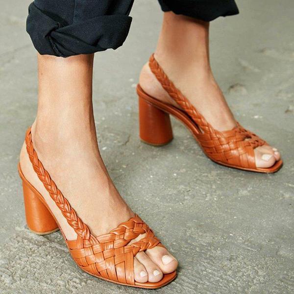 Juliet | Women’s Orthopedic Woven Slingback Block Heel Sandals