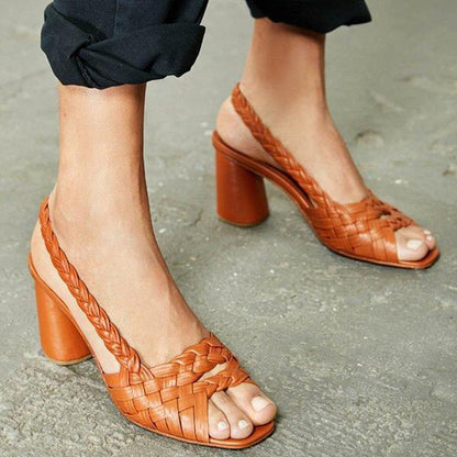 Juliet | Women’s Orthopedic Woven Slingback Block Heel Sandals