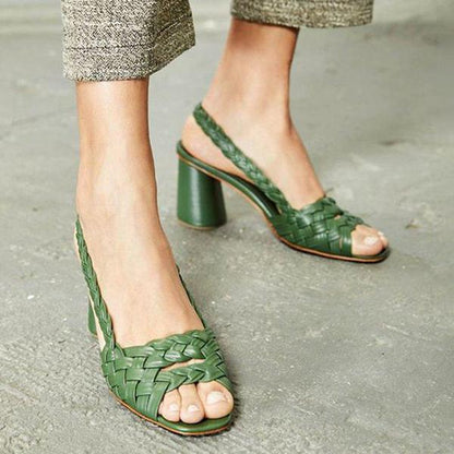 Juliet | Women’s Orthopedic Woven Slingback Block Heel Sandals