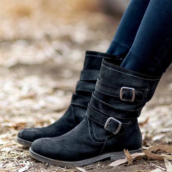Hailey | Women’s Orthopedic Mid-Calf Buckle Boots with Cushioned Support