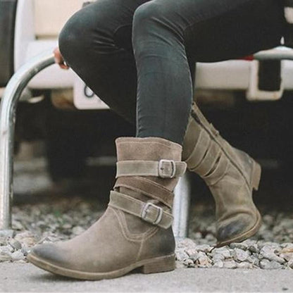 Hailey | Women’s Orthopedic Mid-Calf Buckle Boots with Cushioned Support