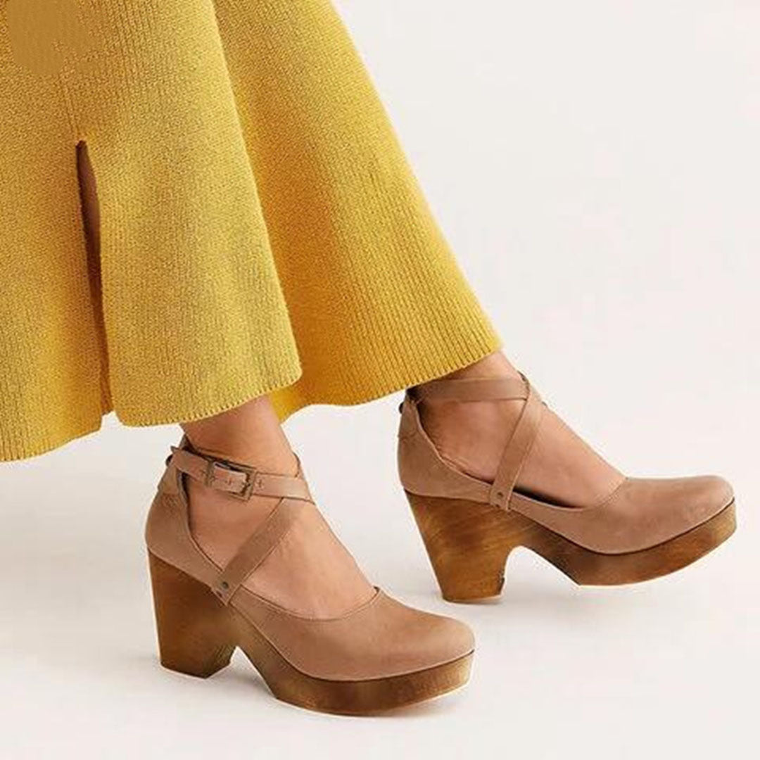 Cora | Orthopedic Block Heel Mary Jane Sandals – Vintage-Inspired