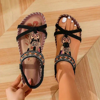 Brynlee | Beaded Boho Sandals – Adjustable Strap Comfort