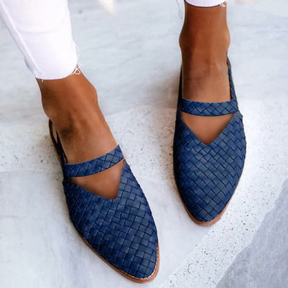 Kalani | Women’s Orthopedic Woven Leather Flats with V-Cut Strap