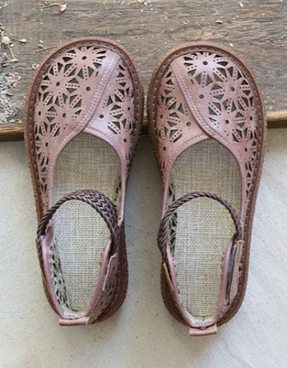Bianca | Cutout Leather Flats – Breathable Comfort Slip-Ons