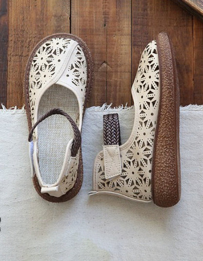 Bianca | Cutout Leather Flats – Breathable Comfort Slip-Ons