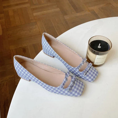 Elizabeth | Women’s Orthopedic Square Toe Flat Shoes with Buckle Detail