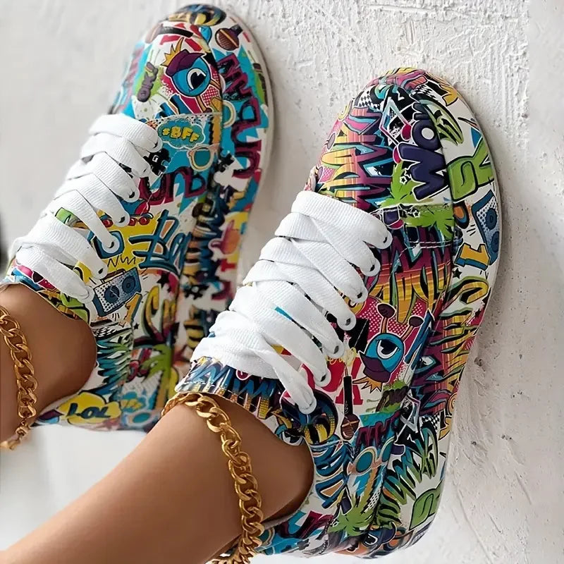Ella | Women’s Orthopedic Colorful Graffiti High-Top Sneakers