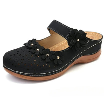 Felicity | Women’s Orthopedic Floral Cutout Slip-On Clog Sandals