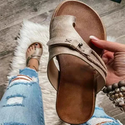 Dani | Orthopedic Leather Slip-On Toe Ring Sandals
