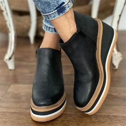 Faelynn | Women’s Orthopedic Wedge Leather Ankle Shoes