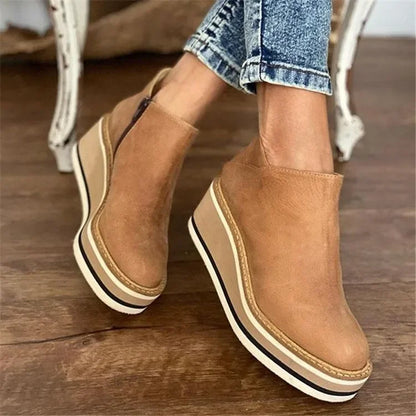 Faelynn | Women’s Orthopedic Wedge Leather Ankle Shoes